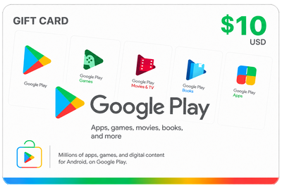 Google Play 10 USD · Región USA