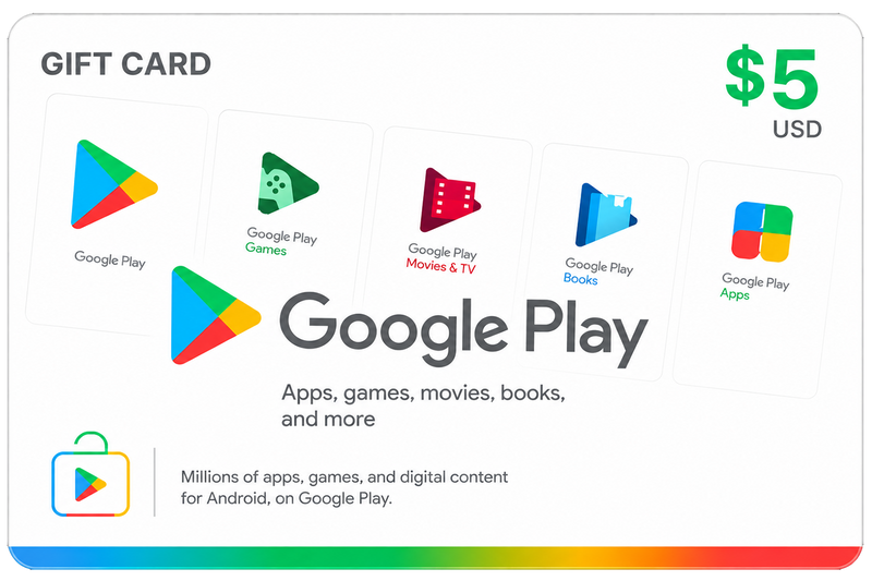 Google Play Gift Card $5 USD – Recarga Google Play | Región USA